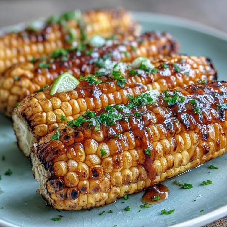 Sweet, juicy corn grilled until lightly smoky and brushed with a decadent miso butter glaze, finished with fresh herbs.