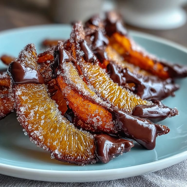 Elegant candied orange peel coated in glossy dark chocolate, offering a delightful contrast of chewy texture and deep cocoa flavor.