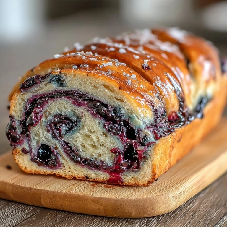 Homemade sourdough bread with lemon zest and blueberry swirl, offering a soft crumb and irresistible fruity aroma.