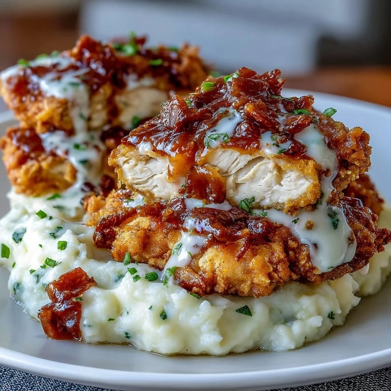Flavorful Mississippi chicken, seasoned with ranch and au jus, slow-cooked until juicy, served over buttery garlic mashed potatoes for a hearty Southern meal.