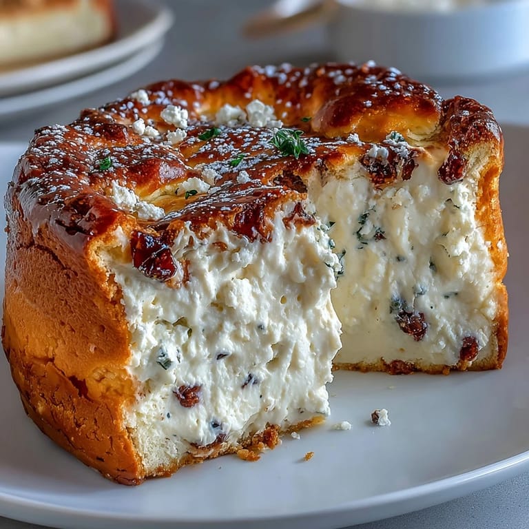 2. Traditional Italian ricotta pie featuring a smooth, lightly sweetened filling with vibrant lemon zest, baked to golden perfection and dusted with powdered sugar.  