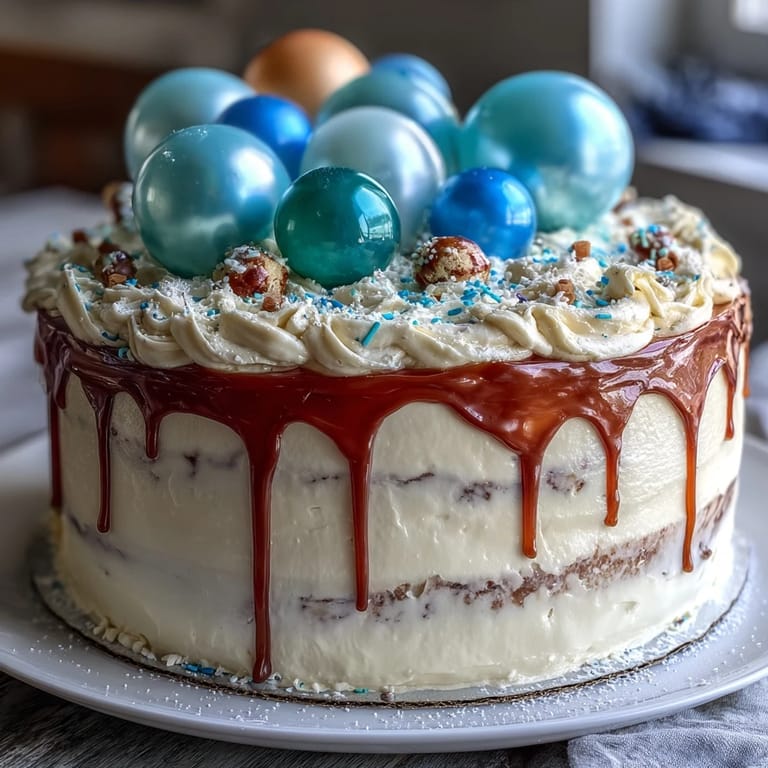Elegant two-tier graduation cake featuring vanilla layers, creamy buttercream, and cheerful balloon cake toppers for festive celebrations.