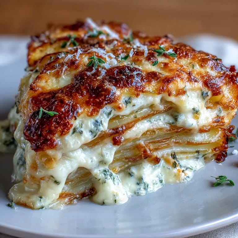 Classic French scalloped potatoes with Gruyere, a comforting side dish of creamy, garlicky potatoes crowned with a crisp, cheesy crust.