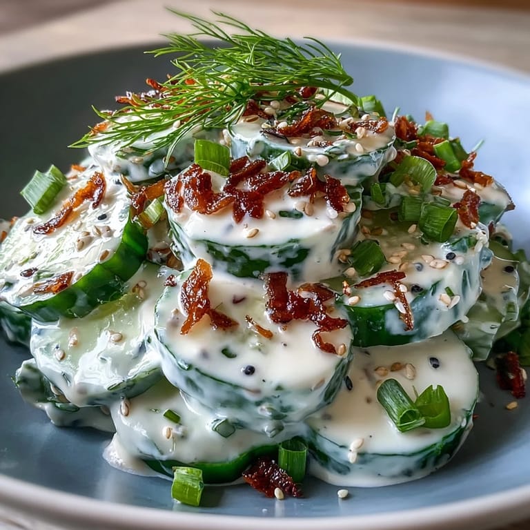 Vibrant TikTok Cucumber Salad featuring a creamy, tangy everything bagel dressing awaits.