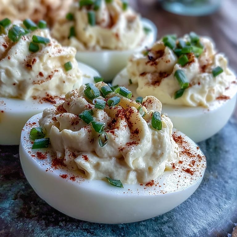 Closeup of vibrant sweet pickle relish deviled eggs, ready to serve.