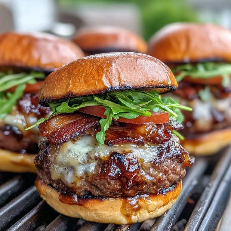 Savory Father's Day grilled bacon burger sliders perfect for easy backyard entertaining.