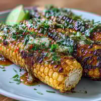 Grilled corn on the cob slathered in rich miso butter, creating a savory-sweet umami flavor perfect for summer cookouts.